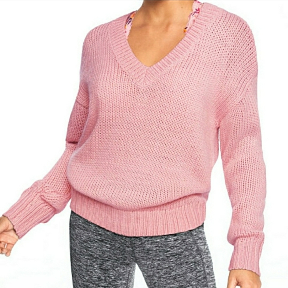 VS Pink Navy Boyfriend V Neck Sweater